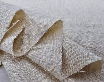 Fabric Silk 100% Raw Silk Color Natural Width 36&quot; / 92 cm -by half yard-
