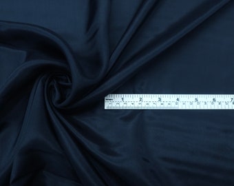 Fabric Silk Pure Silk Habotai 11206 Color Dark Blue 9mm Silk Lining -by half yard-