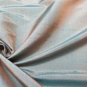 Fabric Silk ShanTung 23mm ColorShading Green/Orange -by half yard-