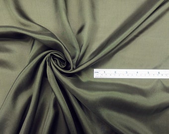 Fabric Silk Pure Silk Habotai 11206 Color Deep Olive Green 9mm 100% Silk Lining -by half yard-