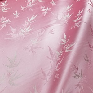 Fabric Silk Brocade Color Pink & White w/Bamboo chinesischer brokat -by half yard- 29&quot; Width Brocade Chinois, brocado Chino, Broccato Cinese