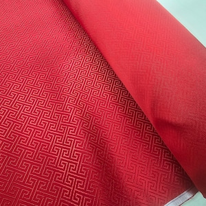 Fabric Silk Brocade RED and Frets -by half yard-