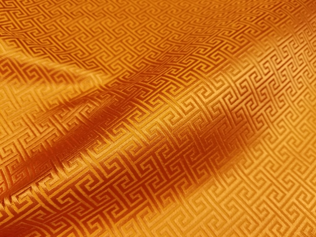 Red-Orange/Gold Silk Brocade JV-1565 Fabric