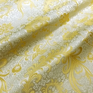 Fabric Silk Brocade Ivory and Gold Phoenix -by half yard-