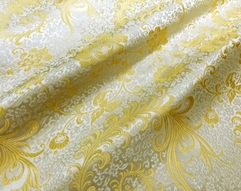 Fabric Silk Brocade Ivory and Gold Phoenix -by half yard-