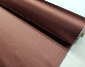 Fabric Silk Satin Brocade Plain Chocolate Brown 29" -by half yard-