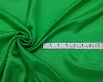 Fabric Silk Pure Silk Habotai 11206 Color Clover Green 9mm for lining -by half yard- tissu chinoi vert