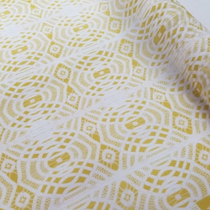 Fabric Silk Printed Chiffon and Yellow/White Pattern -by half yard-