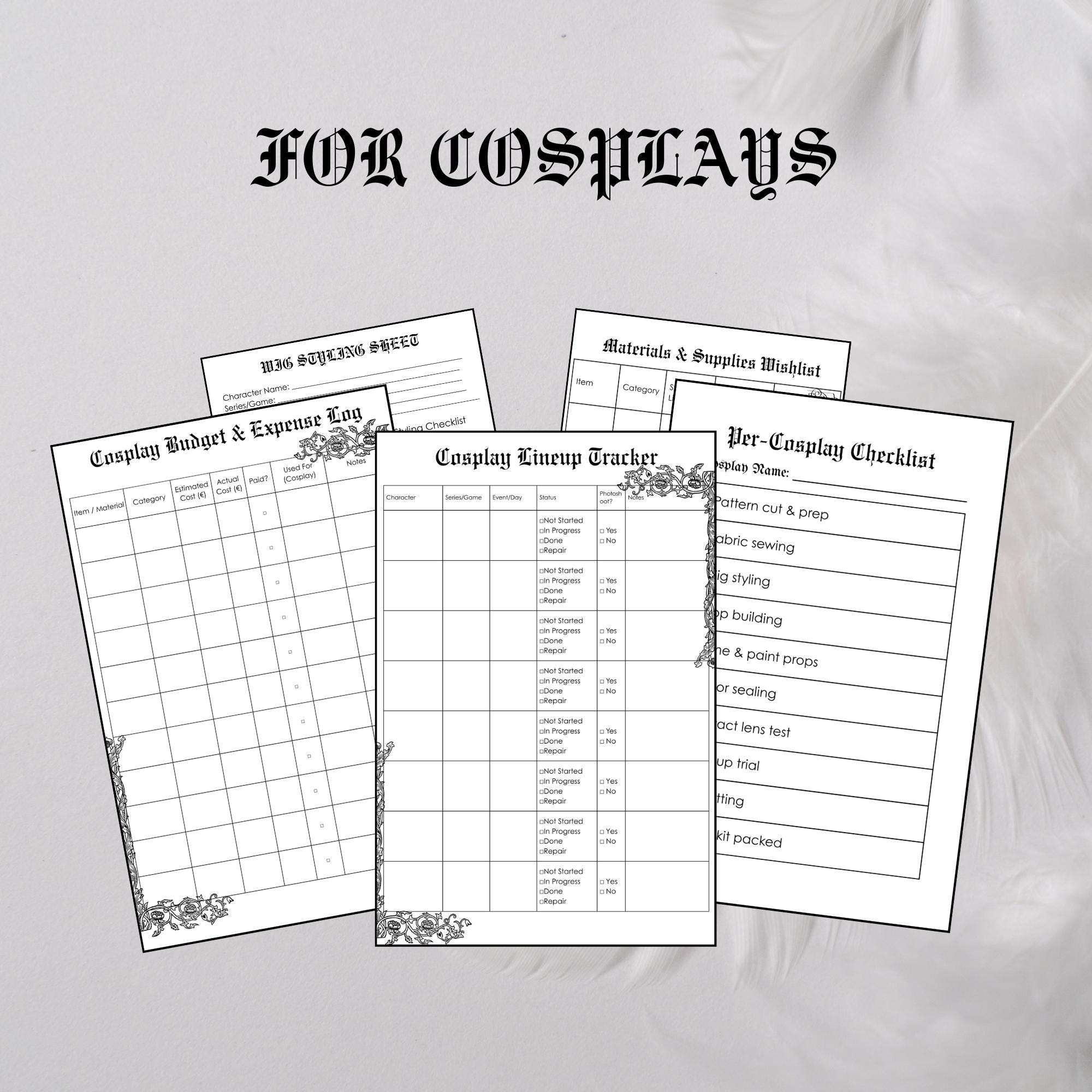 Digital Cosplay Planner - Gothic Cosplay Planner PDF | Dark Aesthetic ...