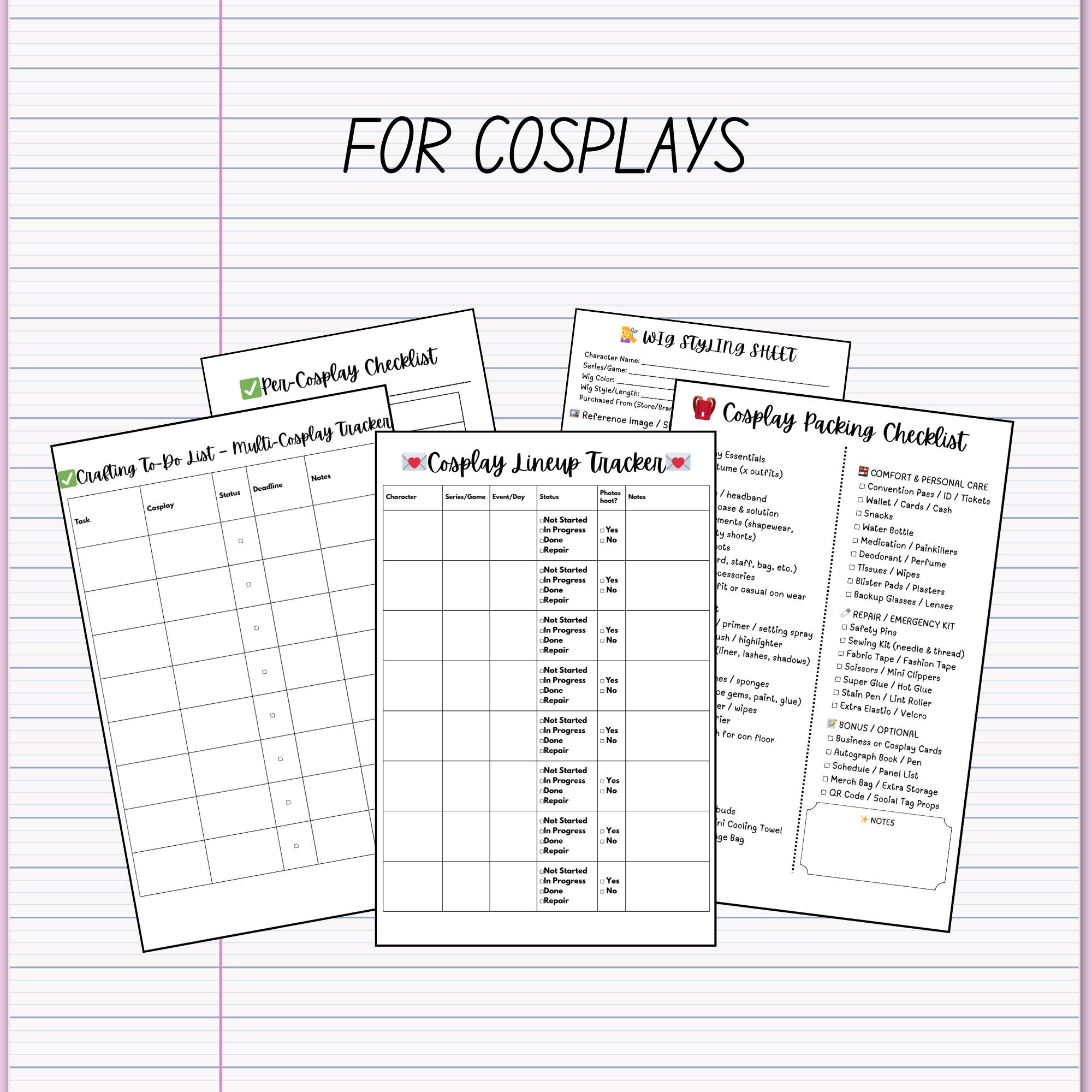 Cosplay Planner PDF – Printable White Background Version | Digital ...