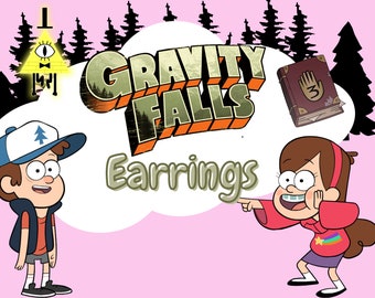 Gravity Fall Ohrringe - Mabel, Dipper, Bill Chiffre, Journal