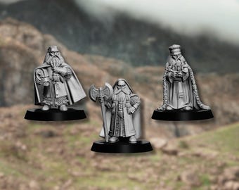Medbury Miniatures Dwarf Kings 3D Printed | 28mm Miniatures Dwarf King for MESBG, LOTR, Dungeons and Dragons and other tabletop games