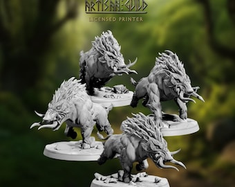 Wild Boars | 28mm Dire Boar Wildlife Forest Miniature for DnD and Tabletop Games | Artisan Guild