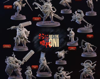 Age of the Oni | Oni Demon Warriors | D&D Fantasy Miniatures | Japanese Monsters | 28 mm | Cast n Play