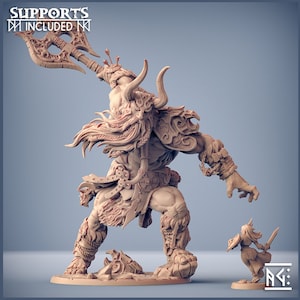 Angry Frost Giant Jotunn with Two Handed Axe | Large Miniature for Dnd and Tabletop | Artisan Guild