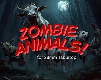 Zombie Farm Animals | 28 mm Undead Farm Miniature for DnD and Tabletop | Castle Builder