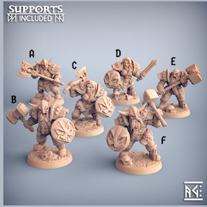 Dwarven Defenders from Artisan Guild | 3D Model | Tabletop Miniature | DnD | Dungeons and Dragons | Dwarf Warband | Warrior | Paladin
