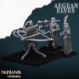 Aegean Elves Ballista Bolt Thrower Spear Thrower | 30 mm Modular Tabletop High Elf Miniatures | Aegean Elves by Highland Miniatures