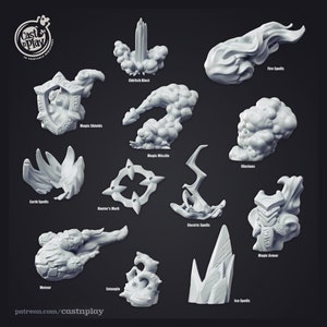 Different Spell Effects | Fireball | Eldritch Blast | Miniatures for DnD and Fantasy Tabletop | Cast n Play