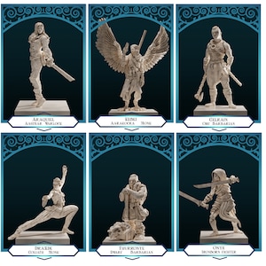 Conjunto de guerreiras e lutadoras nº 1 | DnD é uma Mulher - Miniaturas Femininas para RPG e Mesa