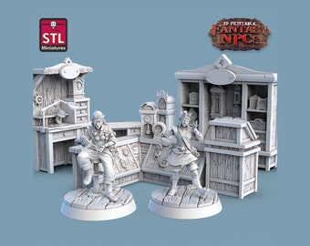 Clockworker Set with NPC and workshop for DnD and Fantasy Tabletop | STL Miniatures