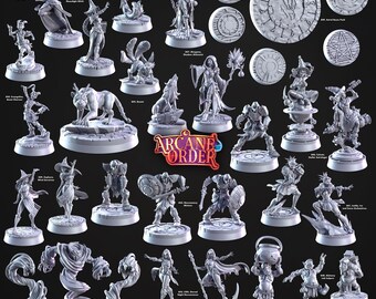 Hexen & Weibliche Magier Zirkel für DnD | Arcane Order | Fantasy Miniaturen Magische Begleiter | 28mm | Cast n Play