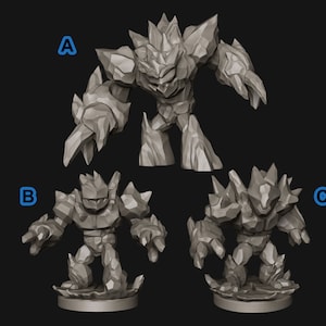ICE / STONE GOLEM Miniature from Goon Master Games | 3D Print | Tabletop | Rpg | Dungeon and Dragons | Pathfinder | Frostgrave | DnD