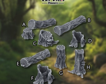 Different Tree Stumps and Logs from Vae Victis | 3D Model | Tabletop Miniature | DnD | Treestump | Forest Terrain | Terrain Pieces