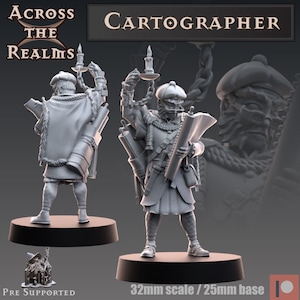 Cartographer from Across the Realms | 3D Print | Tabletop Miniature | DnD | Barker | NPC | Townsfolk | Academy