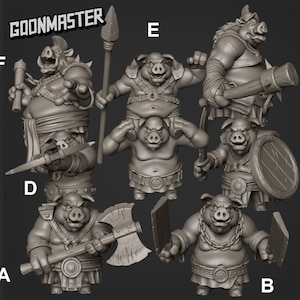 Pig Warrior Miniature van Goonmaster | 3D-| Tafelblad | Dungeons and Dragons | DnD | Animal Warriors | Dierenmensen | Dierenmensen