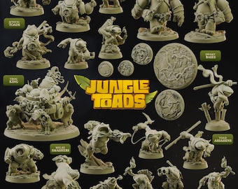 Grung Stamm für DnD | Jungle Toads | Froschmenschen & Froschkrieger | Fantasy Miniaturen | 28mm | Cast n Play