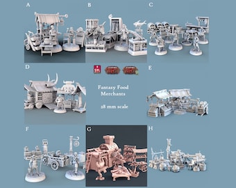 Different Food Vendors like Butcher or Baker for DnD and Fantasy Tabletop | STL Miniatures
