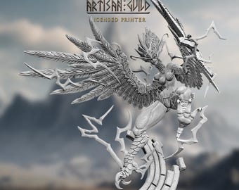 Zephyra, Queen of the Storms | 28 mm Harpy Queen Siren Greek Mythology for D&D and Tabletop | Artisan Guild