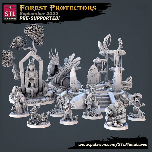 Beschützer des Waldes | Elf Gnom Firbolg Druide Miniatur für DnD und Fantasy Tabletop | STL Miniatures