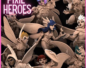 Pixie Fairy Heroes Party voor DnD en Tabletop bijvoorbeeld Bard, Ranger, Rogue of Magician | 28 mm miniatuur Feywild-campagne van Bite the Bullet