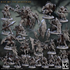 Rise of the Beastmen | 28 mm Horned Goatmen Minotaur Gobor Miniatures for DnD and Tabletop | Artisan Guild
