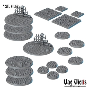 Miniature Cobblestone Base from Vae Victis | 3D Model | Tabletop | DnD | City | Frostgrave | Pathfinder | 25mm | 32mm | 60mm | 100mm