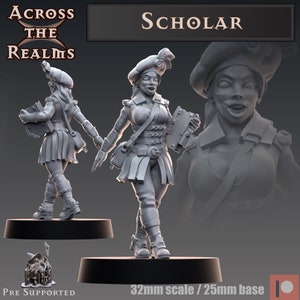 Female Scholar from Across the Realms | 3D Print | Tabletop Miniature | DnD | Barker | NPC | Townsfolk | Academy
