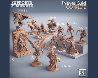 Thieves Guild Members and Leader by Artisan Guild perfect as Thug Miniatures or Redbrand Ruffians for Dungeons and Dragons