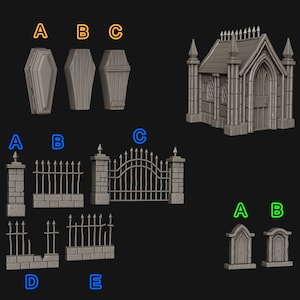 GRAVEYARD TERRAIN from Goonmaster for Tabletop, DnD or Pathfinder | 3D Print | Miniature | Model | Rpg | Frostgrave | Spooky Town