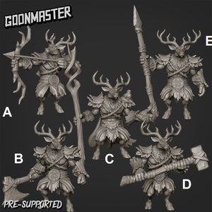Deer Warrior Miniature from Goonmaster | 3D Model | Tabletop | Dungeons and Dragons | DnD | Forest | Animal Warrior | Animal Folk