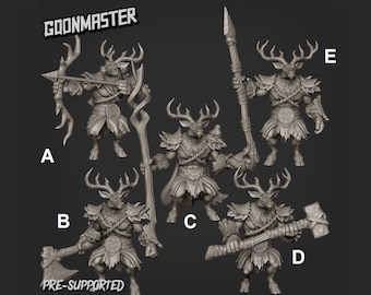 Deer Warrior Miniature from Goonmaster | 3D Model | Tabletop | Dungeons and Dragons | DnD | Forest | Animal Warrior | Animal Folk