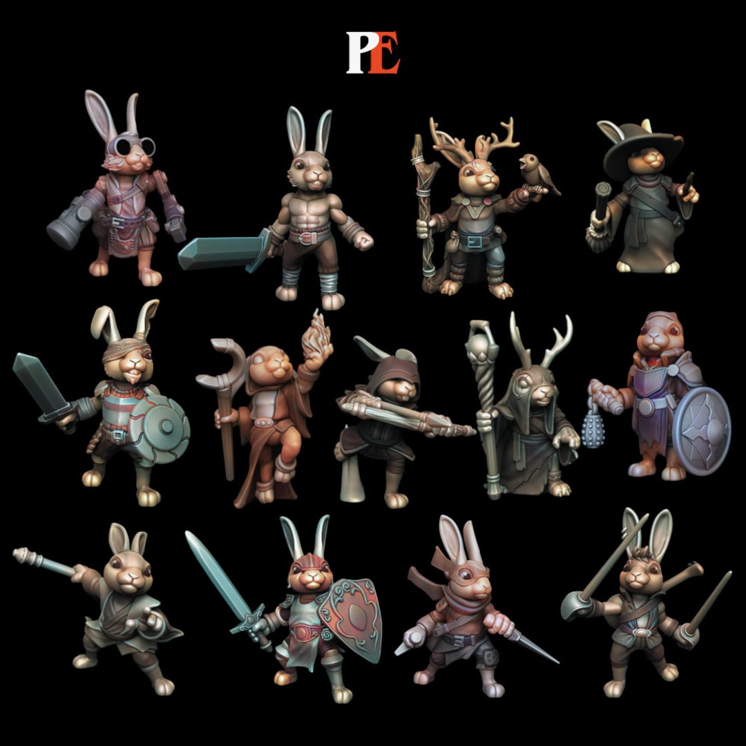 Juggernaut Rabbit Dnd Harengon Heroes Rabbit Group Rabbit Party for Dnd and Tabletop | 28mm ...