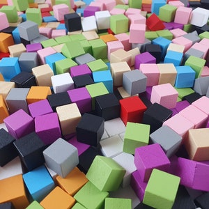 Wooden Cube 10 mm | Different Colors | Tabletop Board Game Token