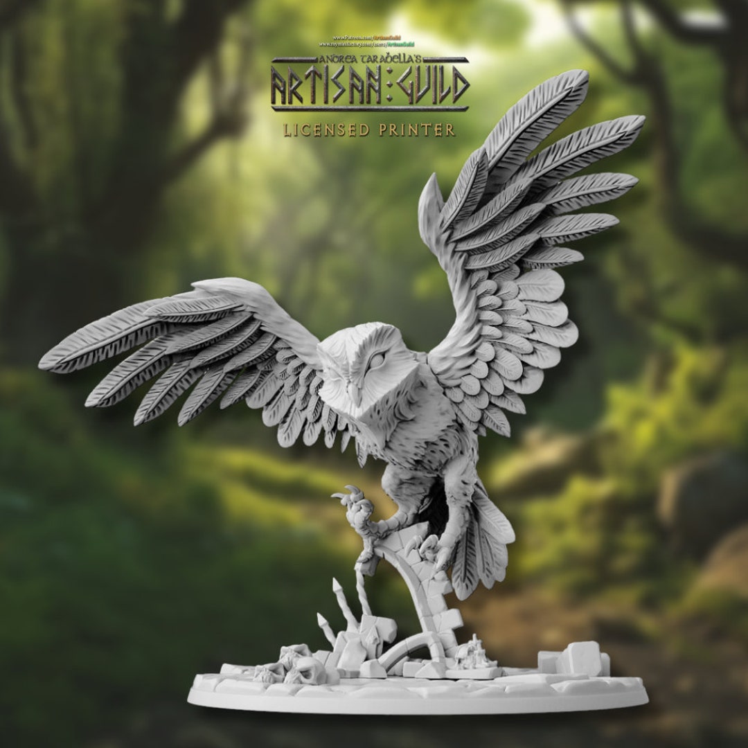 flying-giant-owl-with-spread-wings-barn-owl-miniature-for-dnd-and