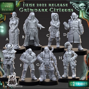 Grimdark Citizens NPC | Sci-Fi Weltraum Bürger Miniatur für DnD und Tabletop | Across the Realms