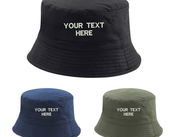 Personalised Embroidered BC686 Reversible Bucket Hat Add Your Text/Name, Unisex Bucket Hat Headwear Gift