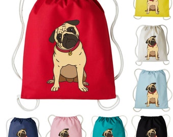 PUPPY PERSONALISED GYM SWIMMING PE DANCE BAG PUG DOG GREAT GIFT & NAMED 