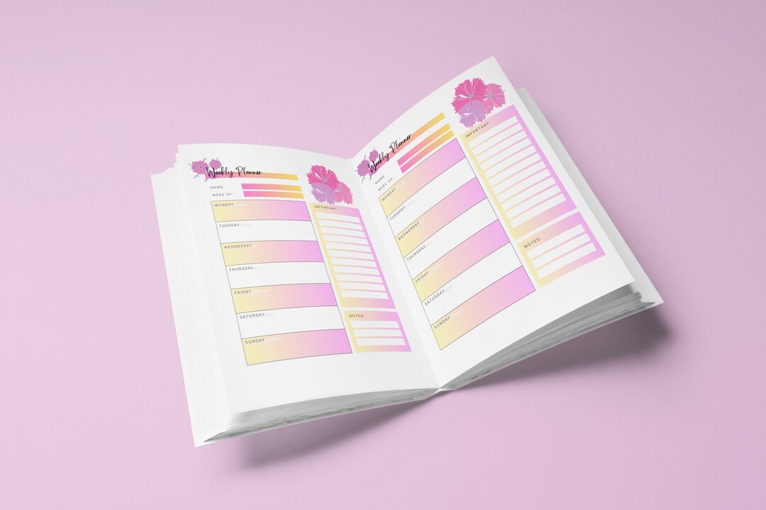 Floral Weekly Planner Printable: Colorful Schedule Page (digital ...