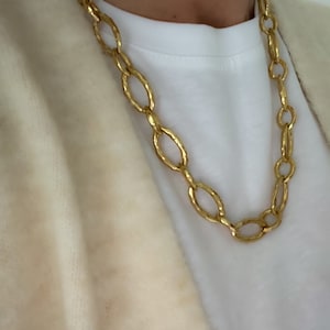 18k Gold statement necklace, large cable link chain, chunky gold necklace, chunky link chain, trendy jewelery 2023, jewellery gift women